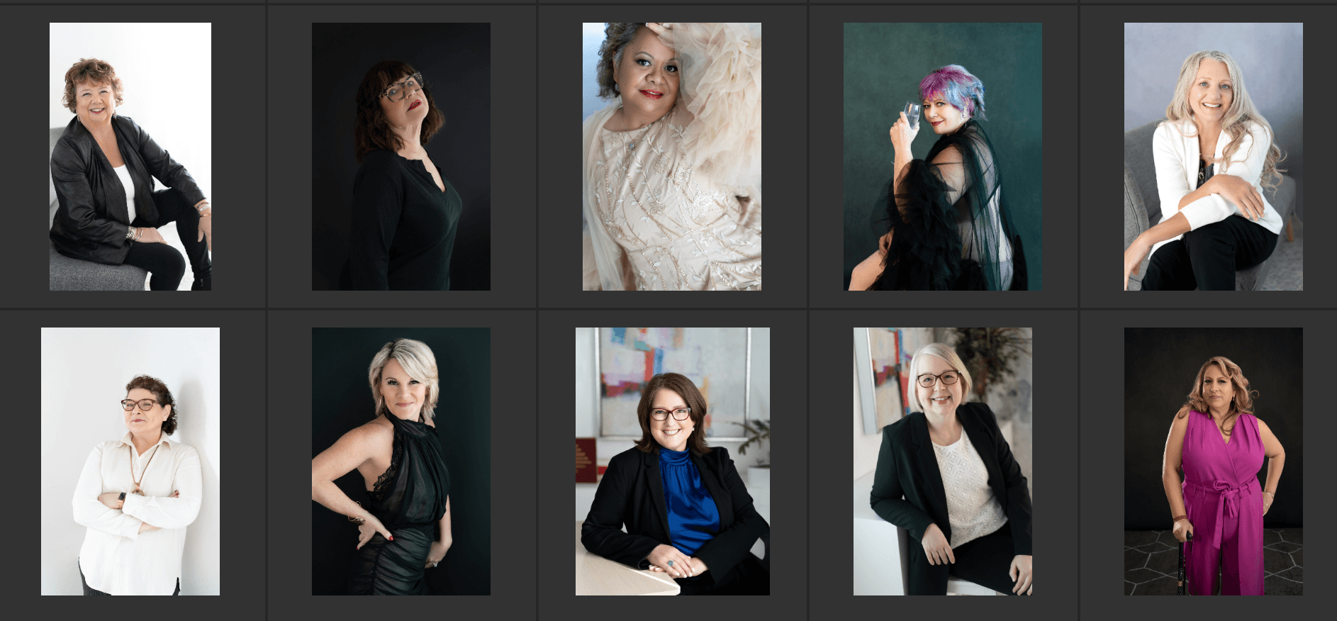 collection of images showing final portrait of some participants in the 50 over 50 campaign